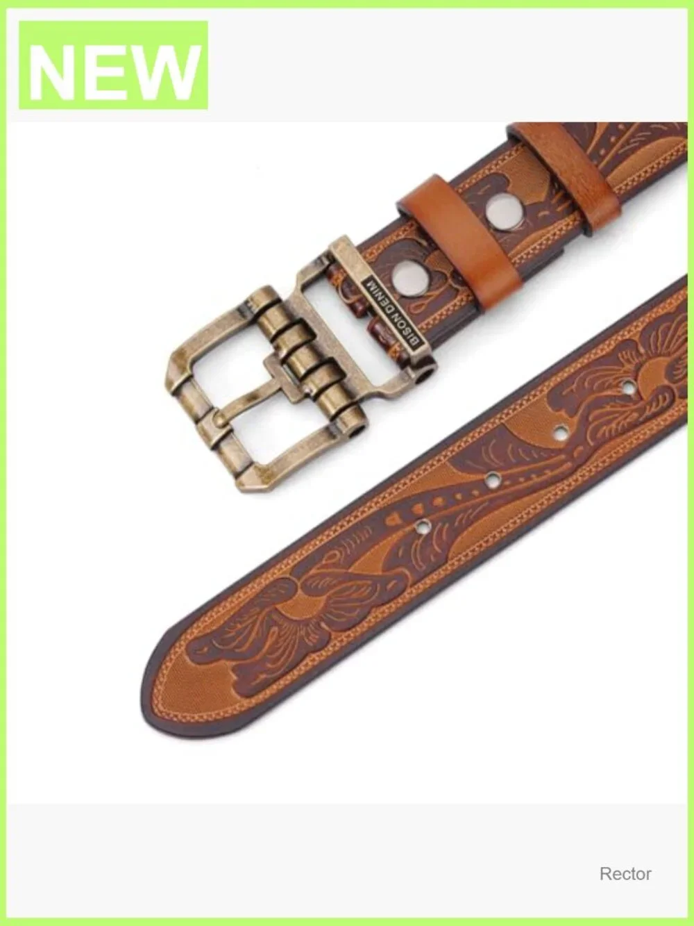 Genuine Leather Western Belt, Heavy Duty Single Prong Buckle, 1.5 Inch Wide